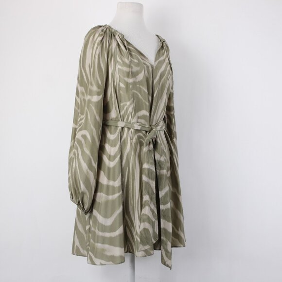 Banana Republic Dress $270 Sz S Mossy Green Tan Belt Unlined 100% Silk Dress - Picture 8 of 16